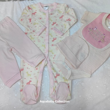 Aquababy Baby Girl Layette Set 3–6 Months | 4-Piece Safari Outfit Set