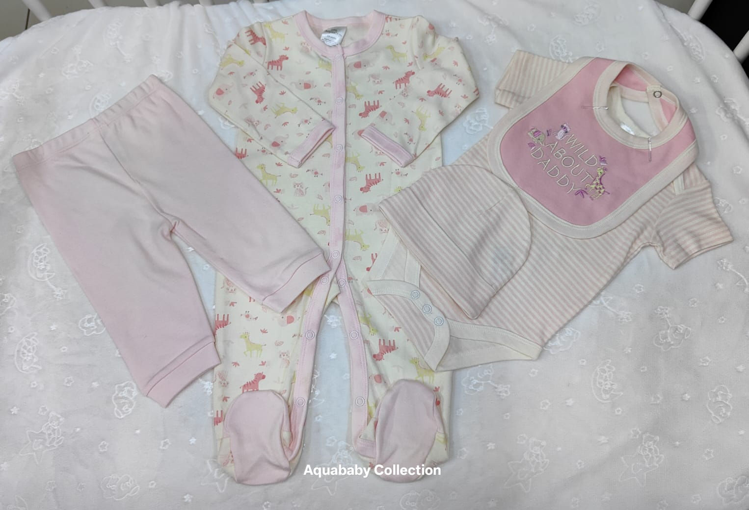 Aquababy Baby Girl Layette Set 3–6 Months | 4-Piece Safari Outfit Set