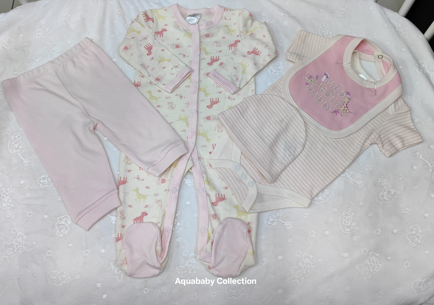 Aquababy Baby Girl Layette Set 3–6 Months | 4-Piece Safari Outfit Set