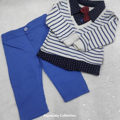 Newborn Baby Boy Gentleman Outfit 2-Piece | Soft Striped Set with Bow Tie Kenya