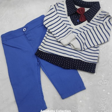 Newborn Baby Boy Gentleman Outfit 2-Piece | Soft Striped Set with Bow Tie Kenya