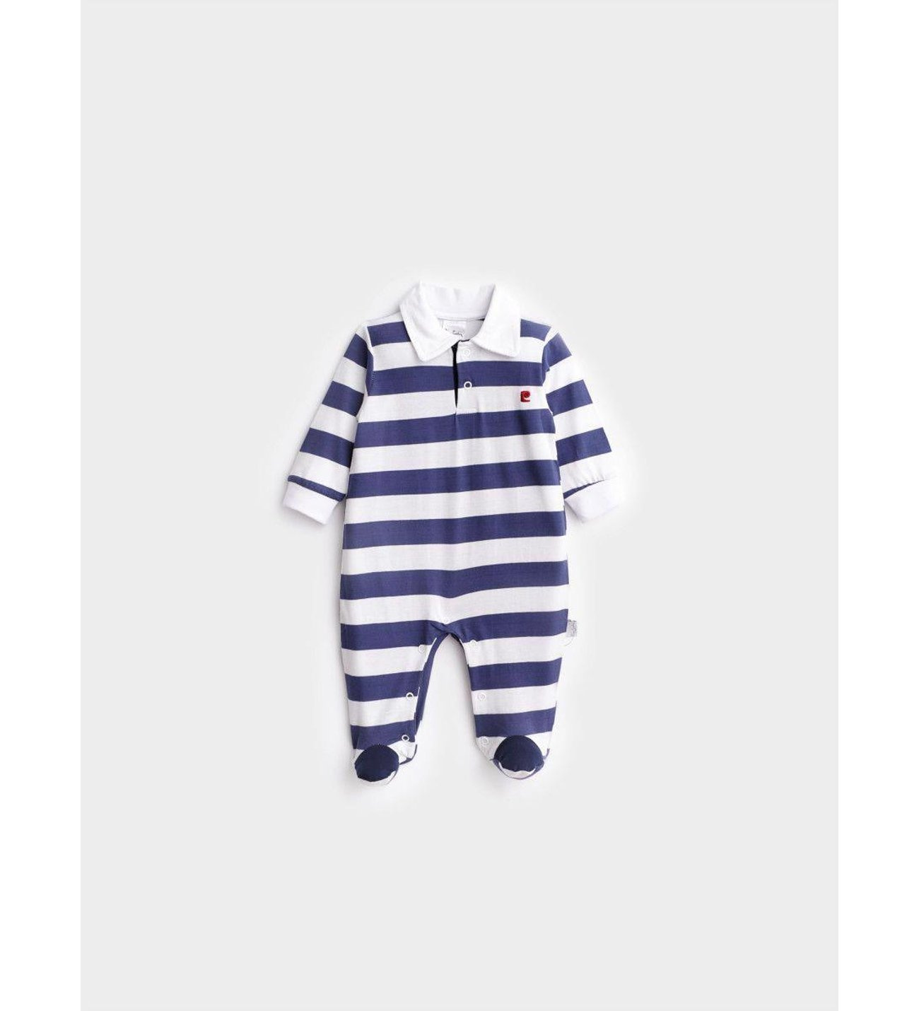 Pierre Cardin Striped Footed Baby Romper 3–6 Months with White Collar