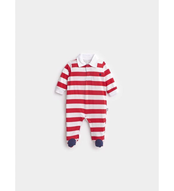 Pierre Cardin Striped Footed Baby Romper 3–6 Months with White Collar