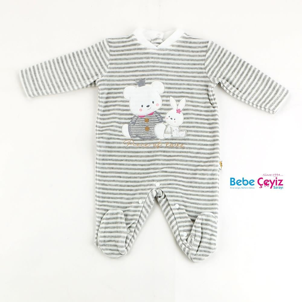 Bebe Ceyiz Striped Footed Baby Romper – 50–56cm & 56–62cm
