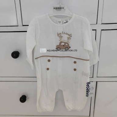 Bebelinno Fun Travels Baby Outfit | White Car & Surfboard Romper (0–6M)