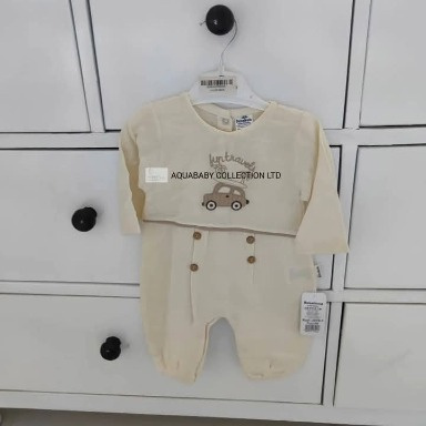 Bebelinno Fun Travels Baby Outfit | White Car & Surfboard Romper (3–6M)