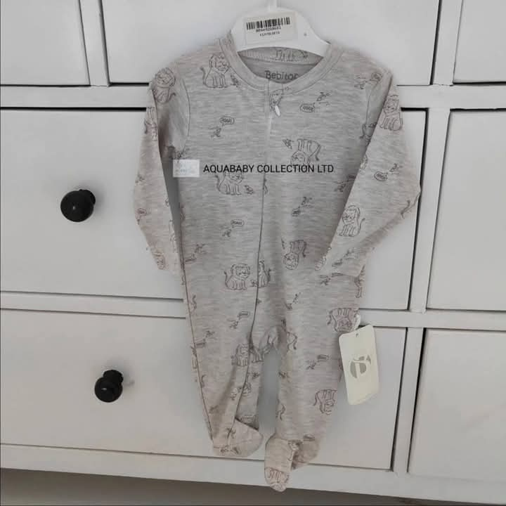 Bebitof Grey Lion Print Baby Outfit | Infant Clothing Set (6–9M)