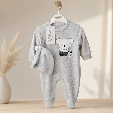 Koala Baby Romper with Matching Hat | Long-Sleeve Infant Outfit (9–18M)