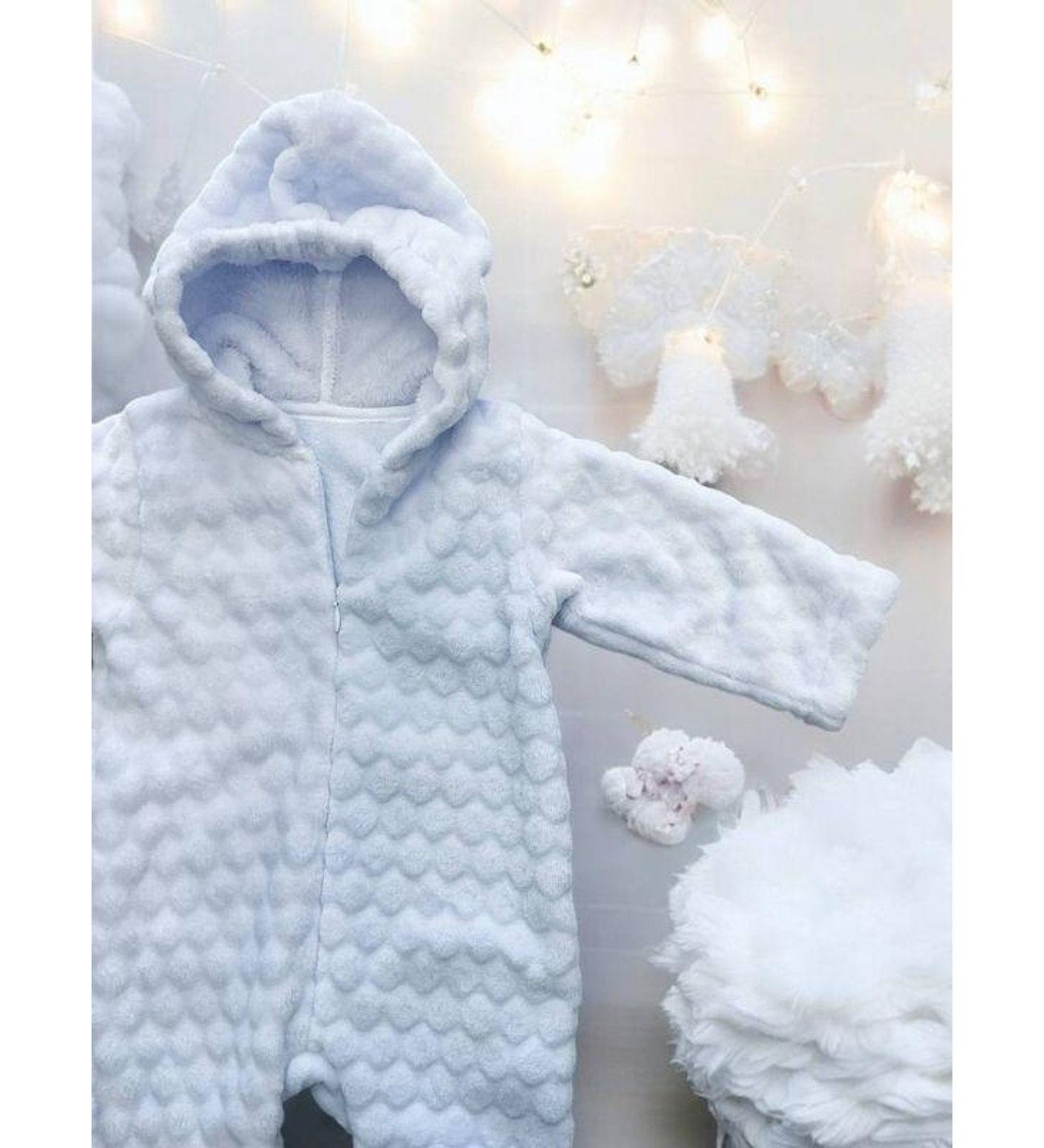 Bebitof Embossed Hooded Wellsoft Baby Jumpsuit – Warm Soft Baby Astronaut Romper