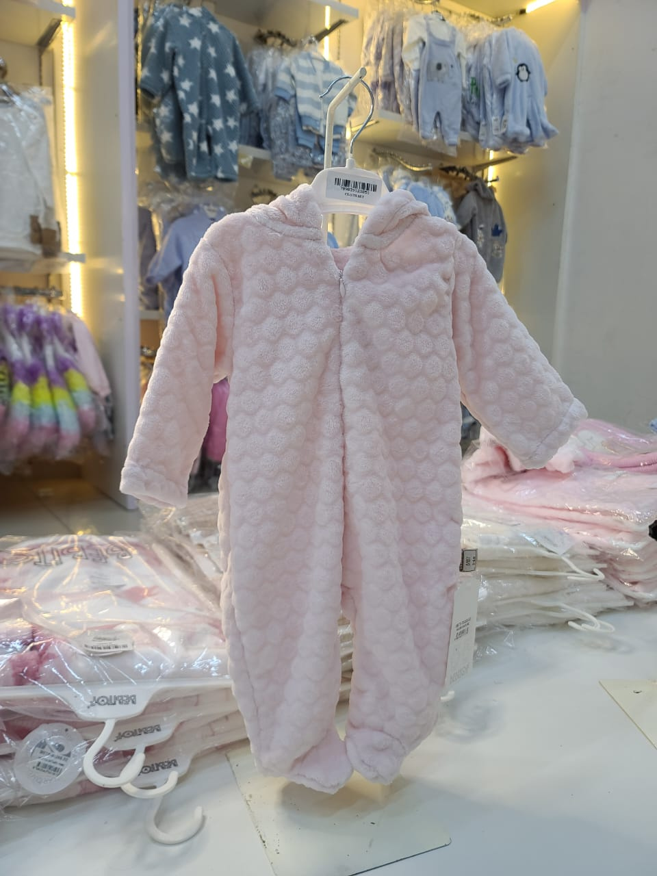 Bebitof Embossed Hooded Wellsoft Baby Jumpsuit – Warm Soft Baby Astronaut Romper