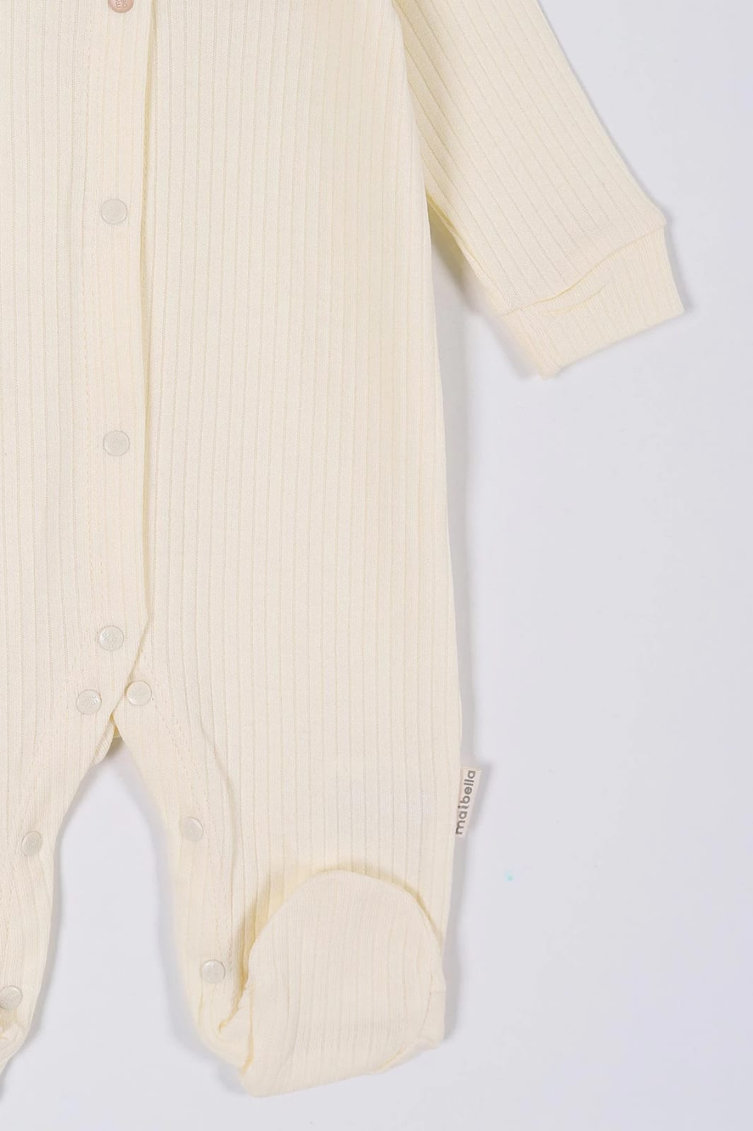 Maibella Ribbed Baby Footed Romper | Cream Cotton Sleepsuit (9–12M)
